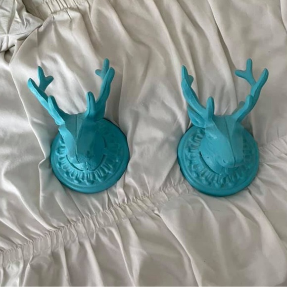 Turquoise Wrought Iron Deer Antler Wall Hooks - Picture 2 of 3